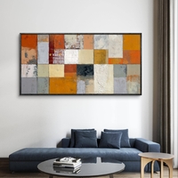 תמונת קנבס בסגנון פסיפס מופשט בגווני כתום, שמנת ואפור, בהדפסה חלקה ללא תבליט מקולקציית תכשיט לבית.