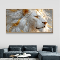תמונת קנבס לרוחב של אריה לבן עם נגיעות זהב בעיצוב יוקרתי לעיצוב הבית