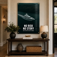 No Risk No Story – תמונת זכוכית יאכטה מוטיבציונית למשרד יוקרתי | GT5664