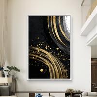 מעגלי זהב על שחור – תמונת קנבס אבסטרקט יוקרתית בשחור, לבן וזהב | DC4473