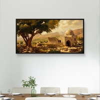 תמונת קנבס לרוחב של קבר רחל אימנו בנוף ארץ ישראלי פתוח עם אור חמים, עץ עתיק ומבנה קדוש – עיצוב רוחני מבית תכשיט לבית