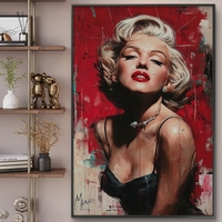 תמונת קנבס אישה אייקונית עם שפתיים אדומות ורקע אדום