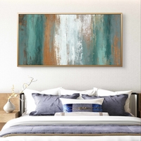 קנבס מינימליסטי מודרני עם טקסטורה עדינה בגווני טורקיז, ירקרק וחום לעיצוב נקי