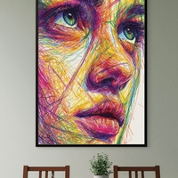 דיוקן מופשט צבעוני בקווים דינמיים על קנבס – NEXTGEN BY BAR