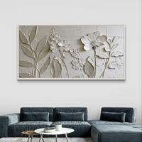 תמונת קנבס לרוחב עם פרחים לבנים בגווני שמנת בעיצוב אלגנטי ומינימליסטי