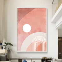 שמש פודרה – תמונת קנבס אבסטרקט גיאומטרית בגווני ורוד ושמנת | CR6542
