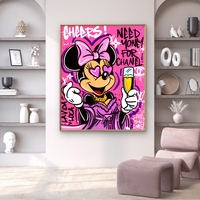 תמונת קנבס של מיני בעיצוב גרפיטי ורוד בסגנון מודרני – תכשיט לבית