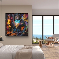 גורילה ביג בוס – תמונת LED צבעונית עם שלט רחוק, סוללות ותאורה ייחודית דגם LED1012 - מידה 83*83 ס