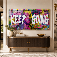 Keep Going – תמונת זכוכית מוטיבציה צבעונית למשרד ולסלון – דגם DK5482