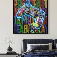 תמונת גיימינג מוארת עם שלט רחוק וסוללות – שלט קונסולה גרפיטי LED - מידה 83*83 ס