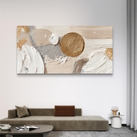 תמונת קנבס לסלון – שקט מוזהב: אבסטרקט בז’ עם עיגול זהב | דגם CF6773