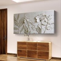 תמונת קנבס לרוחב עם פרחים לבנים בגווני שמנת בעיצוב אלגנטי ומינימליסטי