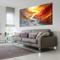 נהר האש – תמונת זכוכית תלת מימדית של קניון זורם בגווני כתום ולבן | GP1394