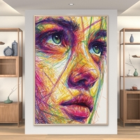 דיוקן מופשט צבעוני בקווים דינמיים על קנבס – NEXTGEN BY BAR