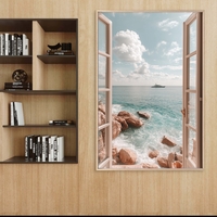 תמונת קנבס חלון לים בגווני טורקיז ובז’ – מתוך קולקציית NEXTGEN BY BAR של תכשיט לבית, בעיצוב יוקרתי והדפסה חלקה ואיכותית.