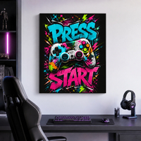 תמונת קנבס גיימינג Press Start בסגנון גרפיטי | דגם KD224
