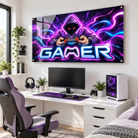 תמונת זכוכית GAMER בניאון סגול וכחול | דגם GG7775