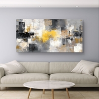 תמונת זכוכית לרוחב בעיצוב אבסטרקטי בגווני אפור, שחור וזהב עם מראה מודרני ויוקרתי