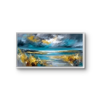 גל זהב – תמונת קנבס ים אבסטרקט בטורקיז וזהב בעיצוב דרמטי | TF3451