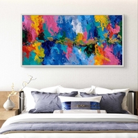 תמונה גדולה לקיר סלון בסגנון אבסטרקט דינמי וצבעוני.