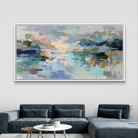 תמונת קנבס אבסטרקט פסטלי בגווני תכלת ומנטה – קנבס מודרני לסלון דגם CC4562