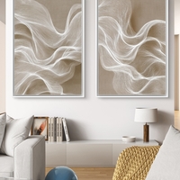 סט זוג קנבסים מודרניים בגוונים טבעיים עם קווים עדינים