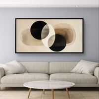 הרמוניה מינימליסטית – תמונת קנבס עיגולים בשחור ובז' | CY4514
