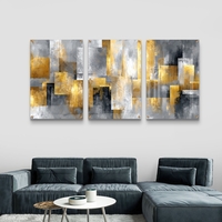 סט תמונות זכוכית מודרני בעיצוב גיאומטרי יוקרתי