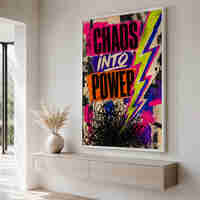 תמונת קנבס השראה CHAOS INTO POWER בגרפיטי ניאון | דגם MT394