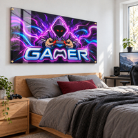 תמונת זכוכית GAMER בניאון סגול וכחול | דגם GG7775