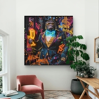 גורילה ביג בוס – תמונת LED צבעונית עם שלט רחוק, סוללות ותאורה ייחודית דגם LED1012 - מידה 83*83 ס