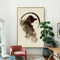 תמונת קנבס עם דמות נשית מופשטת בעשן רך ובסגנון מינימליסטי בגוונים טבעיים