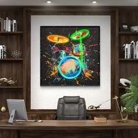 תמונת LED מערכת תופים צבעונית – מופעלת על סוללות עם שלט רחוק - מידה 83*83 ס