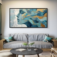 תמונת קנבס לסלון – דיוקן נשי בטורקיז וזהב | דגם TS5944