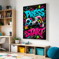 תמונת קנבס גיימינג Press Start בסגנון גרפיטי | דגם KD224