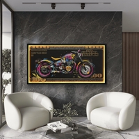 תמונת אופנוע גרפיטי על שטר 100 – אמנות LED על סוללות עם שלט רחוק--מידה 123-63 ס