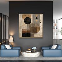 תמונת קיר גיאומטרית אלגנטית בבז׳, שחור וחום לעיצוב מודרני ונקי