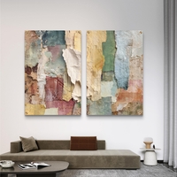 תמונת זכוכית זוגית אבסטרקטית עם שכבות צבע וטקסטורה טבעית בהדפסה חלקה