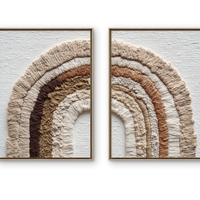 סט תמונות קנבס זוגי בסגנון בוהו עם קשתות בגווני שמנת וחום – תכשיט לבית