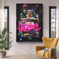 תמונת בושם גרפיטי LOVE – אמנות LED על סוללות עם שלט רחוק-מידה93*63 ס