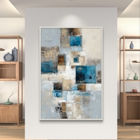 בלוקים בתכלת – תמונת קנבס אבסטרקט גיאומטרי בגווני תכלת ובז׳ | CT2223