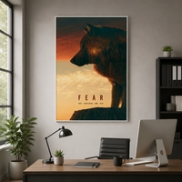 פחד הוא דלק – תמונת קנבס זאב מוטיבציה FEAR בגווני שקיעה | MT5663
