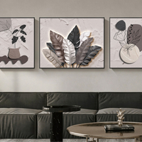 שלישיית קנבס בוטנית מינימליסטית בגווני אבן, אפור וטאופ – דגם RR3312