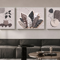 שלישיית קנבס בוטנית מינימליסטית בגווני אבן, אפור וטאופ – דגם RR3312