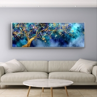 עץ הכוכבים – תמונת קנבס עץ מוזהב על רקע כחול עמוק בסגנון חלומי | CL6005