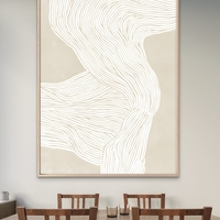 תמונת קנבס מודרנית בגווני שמנת עם קווים לבנים זורמים בעיצוב מינימליסטי מתוך קולקציית NEXTGEN BY BAR מבית תכשיט לבית.