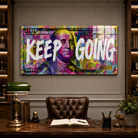 Keep Going – תמונת זכוכית מוטיבציה צבעונית למשרד ולסלון – דגם DK5482