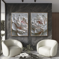 זוג תמונות קנבס אדמוניות לבנות דמוי תבליט עדין – דגם TL8553