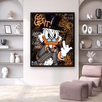תמונת קנבס בסגנון סטריט-ארט עם דונלד דאק במראה נועז וצבעים עזים מתוך קולקציית תכשיט לבית.