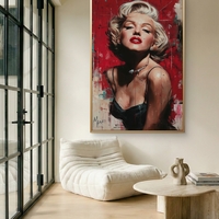 תמונת קנבס אישה אייקונית עם שפתיים אדומות ורקע אדום